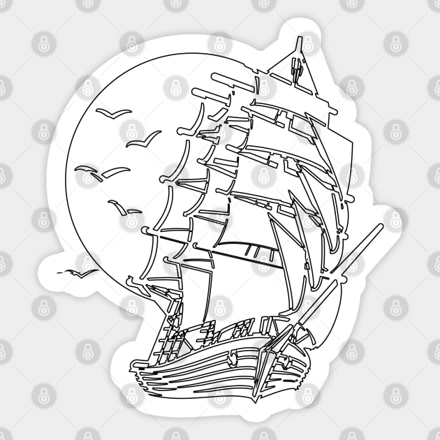 Old Ship Of Pirates Sticker by bougieFire